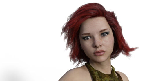 Garota sedutora chamada Emma Sweet da série de jogos eróticos de Kibergenic close-up