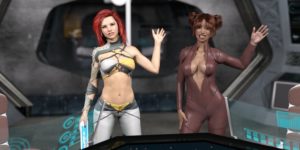 two sexy girls greet you