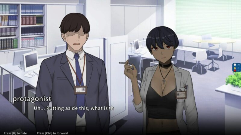 Screenshot from the porn game NTR Office